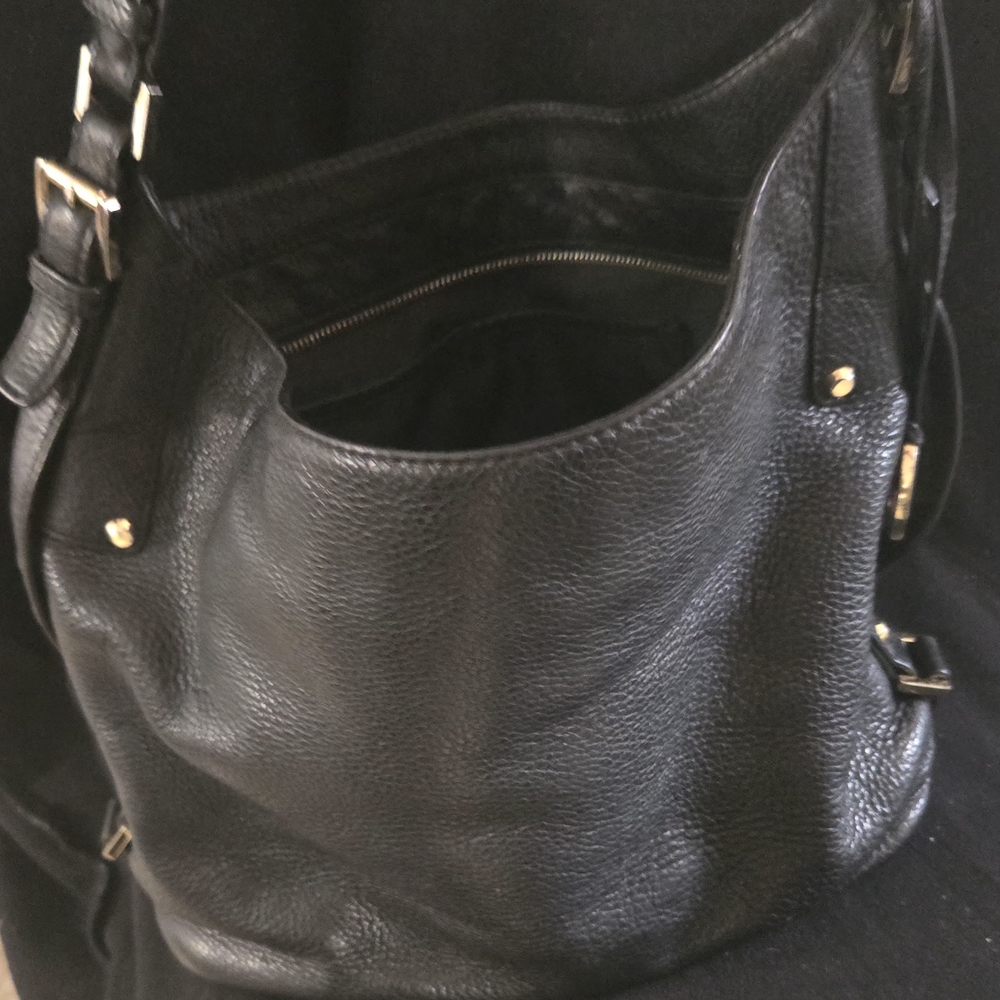 Michael Kors Black Leather Shoulder Bag with Gold Accents - Picture 6 of 6